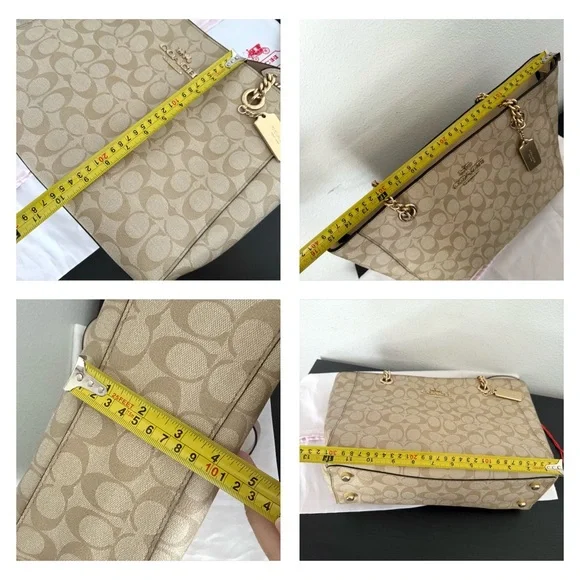 COACH Signature Ava Chain Tote Leather Handbag Shoulder Bag - Picture 15 of 15